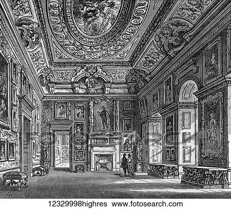 Stock Photograph - The life and times of Queeen Victoria 1901. Queen Carolines Drawing room, Kensington Palace. Fotosearch
