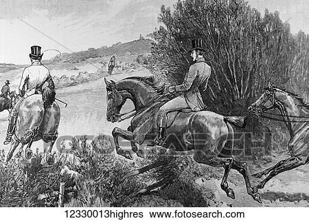 Stock Photograph - The life and times of Queeen Victoria 1901. Prince Albert hunting near Belvoir Castle. Fotosearch