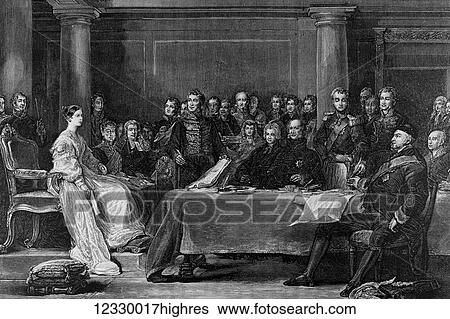 Stock Photograph - The life and times of Queeen Victoria 1901. Queen Victoria first council. Fotosearch