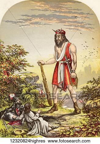 Stock Photograph - The Pilgrims Found by Giant Despair. Illustration by A. F. Lydon. From the book The Pilgrims Progress by John Bunyan published c. 1880.. Fotosearch