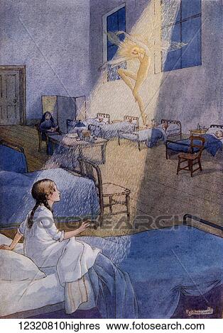 Stock Photograph - The Sand Fairy. From the picture by Louise Jacobs from the book Princess Marie-Jos's Children's Book published 1916.. Fotosearch