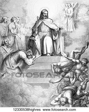 The Self-Interpreting Family Bible, Brown, Rev. John. Circa 1880. Line block etching. But when the Son of Man comes in his glory, and all the holy angels with him, then he will sit on the throne of his glory. Before him all the nations will be... View Large Photo Image Stock Photograph - The Self-Interpreting Family Bible, Brown, Rev. John. Circa 1880. Line block etching. But when the Son of Man comes in his glory, and all the holy angels with him, then he will sit on the throne of his glory. Before him all the nations will be.... Fotosearch