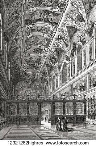 Stock Photograph - The Sistine Chapel, Apostolic Palace, Vatican, Vatican City, Rome, Italy in the late 19th century. From Italian Pictures by Rev. Samuel Manning, published c. 1890.. Fotosearch