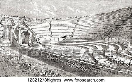 The small theatre, Pompeii, Naples, Italy From Italian Pictures by Rev. Samuel Manning, published c. 1890. View Large Photo Image Stock Photograph - The small theatre, Pompeii, Naples, Italy From Italian Pictures by Rev. Samuel Manning, published c. 1890.. Fotosearch