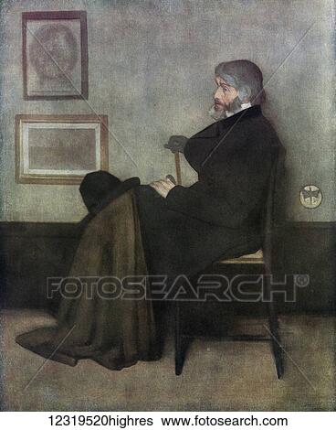 Stock Photograph - Thomas Carlyle, 1795 1881. Scottish philosopher, satirical writer, essayist, historian and teacher. After the painting by James McNeill Whistler. From Bibby's Annual, published 1915. Fotosearch
