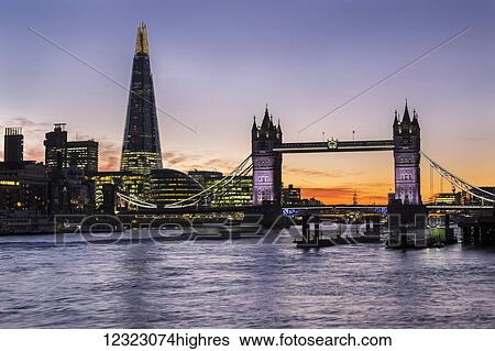 Tower Bridge and The Shard at dusk; London, England View Large Photo Image Stock Photograph - Tower Bridge and The Shard at dusk; London, England. Fotosearch