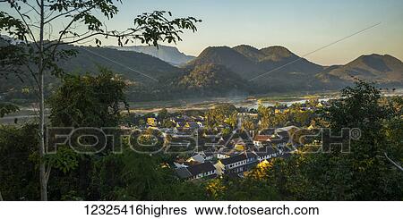 View from Mount Phousi; Luang Prabang, Luang Prabang Province, Laos View Large Photo Image Stock Photograph - View from Mount Phousi; Luang Prabang, Luang Prabang Province, Laos. Fotosearch