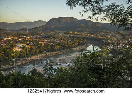 Stock Photograph - View from Mount Phousi; Luang Prabang, Luang Prabang Province, Laos. Fotosearch