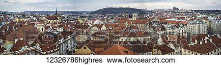 Stock Photograph - View from Old Town Hall Tower; Prague, Czech Republic. Fotosearch