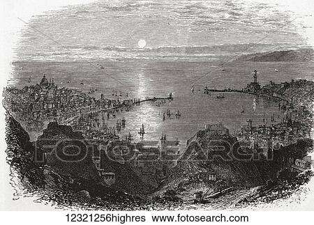 Stock Photograph - View of Genoa, Northern Italy in the late 19th century. From Italian Pictures by Rev. Samuel Manning, published c. 1890.. Fotosearch