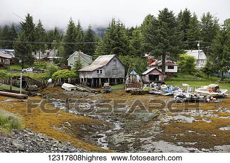 View of homes along the coast at Pelican, Chichagof Island, Southeast Alaska, USA View Large Photo Image Stock Photograph - View of homes along the coast at Pelican, Chichagof Island, Southeast Alaska, USA. Fotosearch