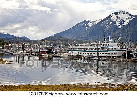 Stock Photograph - View of Middle Harbor at Petersburg, Southeast Alaska, USA. Fotosearch