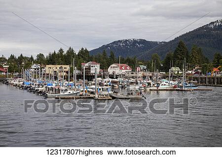 View of the small boat harbor at Petersburg, Southeast Alaska, USA View Large Photo Image Stock Photograph - View of the small boat harbor at Petersburg, Southeast Alaska, USA. Fotosearch