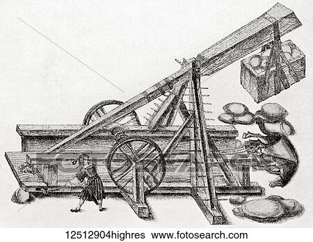 A catapult used by the army of Maximilan I. This wooden machine was used for throwing stones, rocks or even rubbish into a fortified place or castle during the 16th century. From Hutchinson's History of the Nations, published 1915. View Large Photo Image Stock Photograph - A catapult used by the army of Maximilan I. This wooden machine was used for throwing stones, rocks or even rubbish into a fortified place or castle during the 16th century. From Hutchinson's History of the Nations, published 1915.. Fotosearch