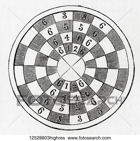 Stock Photograph - A circular chess board from the Middle Ages. From Old England: A Pictorial Museum, published 1847.. Fotosearch