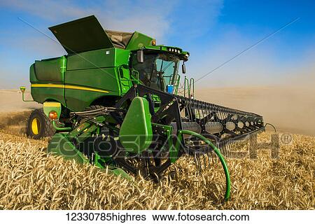 A Combine Harvesting Grain In The Palouse Region Of Eastern Washington; Washington, United States Of America View Large Photo Image Stock Photograph - A Combine Harvesting Grain In The Palouse Region Of Eastern Washington; Washington, United States Of America. Fotosearch