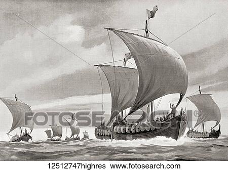 A fleet of Viking ships on a raid. From Hutchinson's History of the Nations, published 1915. View Large Photo Image Stock Photograph - A fleet of Viking ships on a raid. From Hutchinson's History of the Nations, published 1915.. Fotosearch