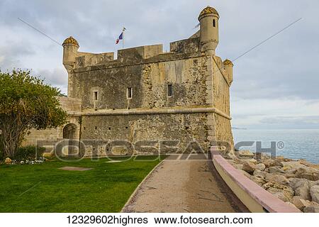 Stock Photograph - A Fortress Along The Coast; Menton, Cote D'azur, France. Fotosearch