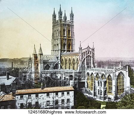 A hand coloured magic lantern slide circa 1900. Gloucester Cathedral View Large Photo Image Stock Photograph - A hand coloured magic lantern slide circa 1900. Gloucester Cathedral. Fotosearch