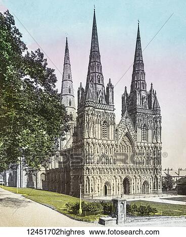 A hand coloured magic lantern slide circa 1900. Lichfield Cathedral View Large Photo Image Stock Photograph - A hand coloured magic lantern slide circa 1900. Lichfield Cathedral. Fotosearch