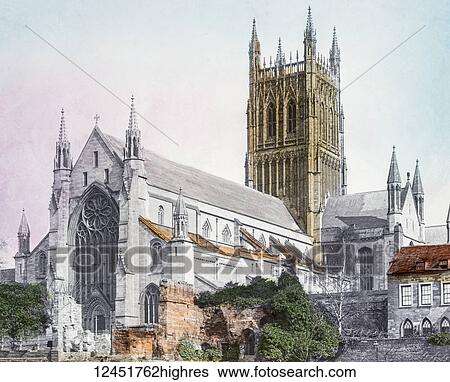 A hand coloured magic lantern slide circa 1900. Worcester Cathedral has been described as possibly the most interesting of all Englands cathedrals, especially architecturally. It was founded it in 680. Saint Oswald then built another cathedral in 983,... View Large Photo Image Stock Photograph - A hand coloured magic lantern slide circa 1900. Worcester Cathedral has been described as possibly the most interesting of all Englands cathedrals, especially architecturally. It was founded it in 680. Saint Oswald then built another cathedral in 983,.... Fotosearch