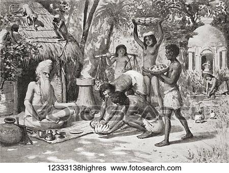 A hermit in ancient India seen here being brought food by the younger generation. From Hutchinson's History of the Nations, published 1915. View Large Photo Image Stock Photograph - A hermit in ancient India seen here being brought food by the younger generation. From Hutchinson's History of the Nations, published 1915.. Fotosearch