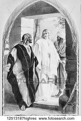 Stock Photograph - A magic lantern slide circa 1900. Abide with us for it is toward evening Luke 24: 29. Illustrated by Arthur Twidle. Arthur Twidle (? 1865 to 26 April 1936) was an English illustrator and artist best known for his illustrations of Arthur Conan Doyle's.... Fotosearch