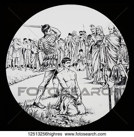 A magic lantern slide circa 1900. Martyrdom of S. Sebastian. decapitating, beheading with a sword View Large Photo Image Stock Photograph - A magic lantern slide circa 1900. Martyrdom of S. Sebastian. decapitating, beheading with a sword. Fotosearch