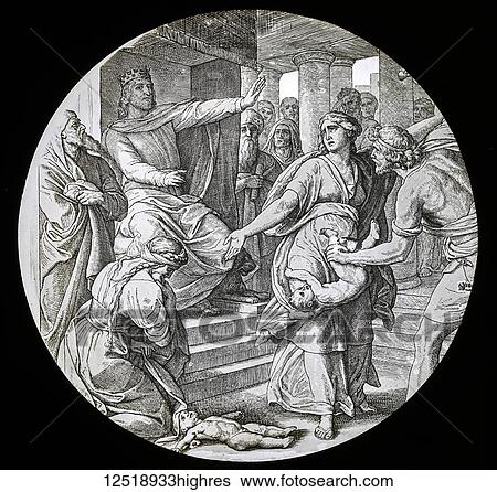 A magic lantern slide circa 1900. Religious slides. The Judgement of Solomon. The Judgment of Solomon is a story from the Hebrew Bible in which King Solomon of Israel ruled between two women both claiming to be the mother of a child. He tricked the... View Large Photo Image Stock Photograph - A magic lantern slide circa 1900. Religious slides. The Judgement of Solomon. The Judgment of Solomon is a story from the Hebrew Bible in which King Solomon of Israel ruled between two women both claiming to be the mother of a child. He tricked the.... Fotosearch