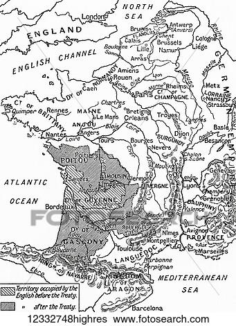 A map of France after the Treaty of Bretigny, 1360. From Hutchinson's History of the Nations, published 1915. View Large Photo Image Stock Photograph - A map of France after the Treaty of Bretigny, 1360. From Hutchinson's History of the Nations, published 1915.. Fotosearch