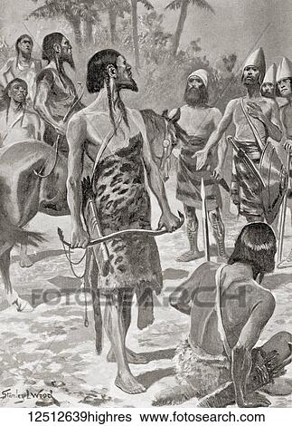Stock Photograph - A meeting between Tyrian founders of Carthage and Libyan chiefs. From Hutchinson's History of the Nations, published 1915.. Fotosearch