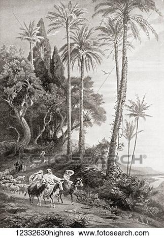 Stock Photograph - Abraham entering the land of Palestine, 2250 B. C. From Hutchinson's History of the Nations, published 1915.. Fotosearch