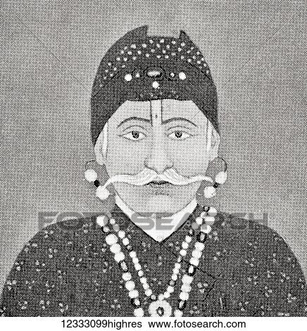 Stock Photograph - Abu'l-Fath Jalal-ud-din Muhammad, 1542 - 1605, aka Akbar I and Akbar the Great. Third Mughal emperor, 1556 to 1605. From Hutchinson's History of the Nations, published 1915.. Fotosearch