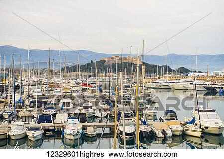 Stock Photograph - Abundance Of Boats In A Harbour; Antibes, Cote D'azur, France. Fotosearch
