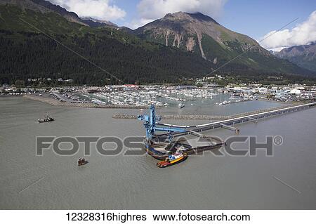 Aerial View Of Coal Pipeline And Barge In Resurrection Bay, Seward, Southcentral Alaska, USA View Large Photo Image Stock Photograph - Aerial View Of Coal Pipeline And Barge In Resurrection Bay, Seward, Southcentral Alaska, USA. Fotosearch