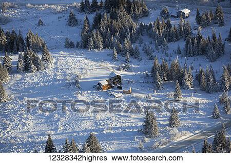 Aerial View Of Log Cabins In Winter, Homer, Southcentral Alaska, USA View Large Photo Image Stock Photograph - Aerial View Of Log Cabins In Winter, Homer, Southcentral Alaska, USA. Fotosearch