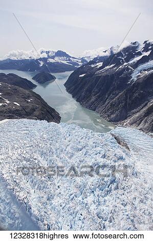 Stock Photograph - Aerial View Of Northwestern Glacier, Kenai Fjords National Park, Kenai Peninsula, Southcentral Alaska, USA. Fotosearch