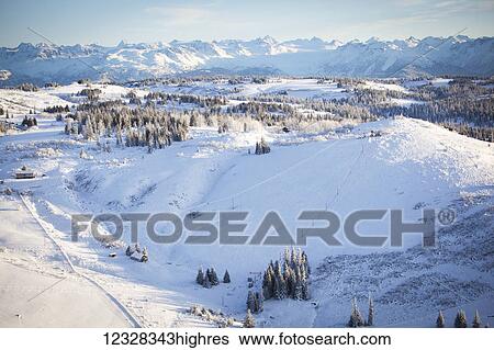 Stock Photograph - Aerial View Of Ohlson Mountain Rope Tow Ski Area, Homer, Southcentral Alaska, USA. Fotosearch