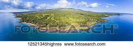 Aerial view of Po'olenalena Beach Park and the Wailea Golf Course, South Maui; Kihei, Maui, Hawaii, United States of America View Large Photo Image Stock Photograph - Aerial view of Po'olenalena Beach Park and the Wailea Golf Course, South Maui; Kihei, Maui, Hawaii, United States of America. Fotosearch
