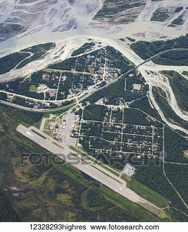 Aerial View Of Talkeetna, The Airport, Susitna And Talkeetna Rivers, Southcentral Alaska, USA View Large Photo Image Stock Photograph - Aerial View Of Talkeetna, The Airport, Susitna And Talkeetna Rivers, Southcentral Alaska, USA. Fotosearch