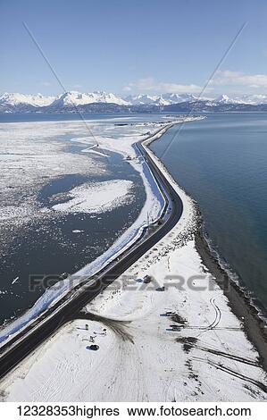 Aerial View Of The Homer Spit And Kenai Mountains In Winter, Southcentral Alaska, USA View Large Photo Image Stock Photograph - Aerial View Of The Homer Spit And Kenai Mountains In Winter, Southcentral Alaska, USA. Fotosearch