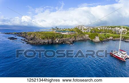 Aerial view of the Montage Resort Kapalua Bay, Cliff House and Hawea Point; Lahaina, Maui, Hawaii, United States of America View Large Photo Image Stock Photograph - Aerial view of the Montage Resort Kapalua Bay, Cliff House and Hawea Point; Lahaina, Maui, Hawaii, United States of America. Fotosearch