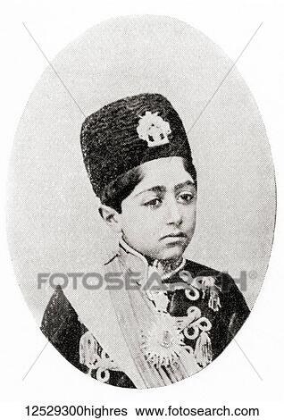 Stock Photograph - Ahmad Sh? h Q? j? r, 1898 1930. Shah of Persia (Iran). From Hutchinson's History of the Nations, published 1915. Fotosearch