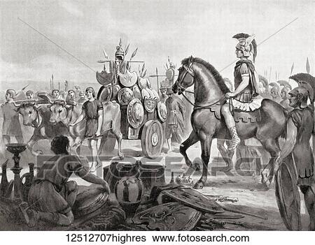 Stock Photograph - Alexander the Great sending spoil to Athens after the Battle of the Granicus River, 334 BC. Alexander III of Macedon, 356 BC 323 BC, aka Alexander the Great. King (basileus) of the Ancient Greek kingdom of Macedon. From Hutchinson's History of.... Fotosearch