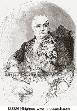 Stock Photograph - Alphonse Henri, comte d'Hautpoul, 1789 1865. Prime Minister of France during the French Second Republic. From Album-Evenement, Prime du Journal L'Evenement, published 1865.. Fotosearch