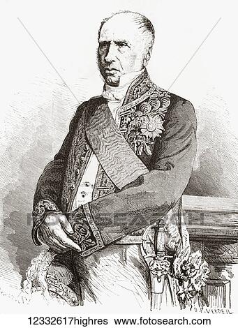 Stock Photograph - Andr Marie Jean Jacques Dupin, 1783 1865, aka Dupin the Elder. French advocate, president of the chamber of deputies and of the Legislative Assembly. From Album-Evenement, Prime du Journal L'Evenement, published 1865.. Fotosearch