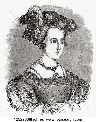 Stock Photograph - Anne Boleyn, c. 1501 - 1536. Queen of England from 1533 to 1536 as the second wife of King Henry VIII. From Old England: A Pictorial Museum, published 1847.. Fotosearch