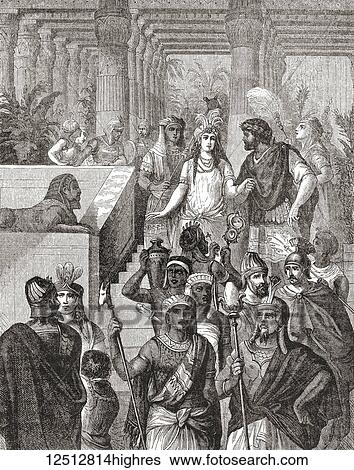 Stock Photograph - Antony and Cleopatra in Egypt. Cleopatra VII Philopator, 69 - 30 BC, aka Cleopatra. Last active ruler of the Ptolemaic Kingdom of Egypt. Marcus Antonius, 83 - 30 BC, aka Mark or Marc Antony. Roman politician and general. From Ward and Lock's.... Fotosearch