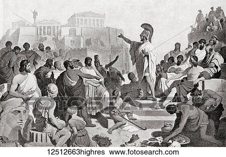 Stock Photograph - Athens under the leadership of Pericles. Pericles, c. 495 429 BC. Prominent and influential Greek statesman, orator and general of Athens during the Golden Age. From Hutchinson's History of the Nations, published 1915.. Fotosearch
