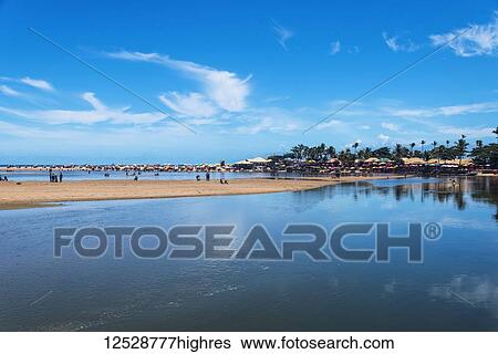 Stock Photograph - Beach bars and restaurants at one of the many popular tourist destinations in Bahia; Bahia, Brazil. Fotosearch